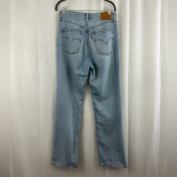Levis Ribcage Straight Ankle Distressed Light Wash Jeans Womens Size 30 - Picture 7 of 7